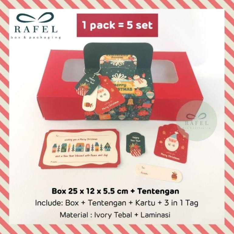

Ready 5 Set Box Natal 25 X 12 X 5.5 Cm Merah Set Tentengan Murah