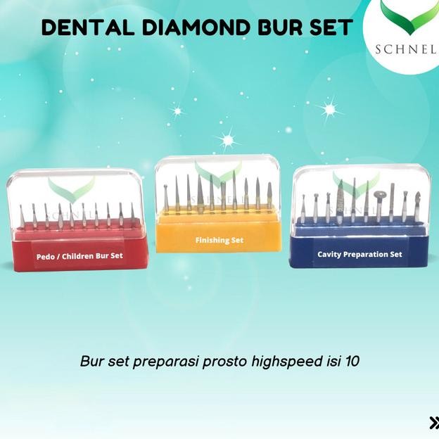Dental Diamond Bur Set Highspeed/Bur Gigi/ Bur Dental Set Isi 10 Pcs
