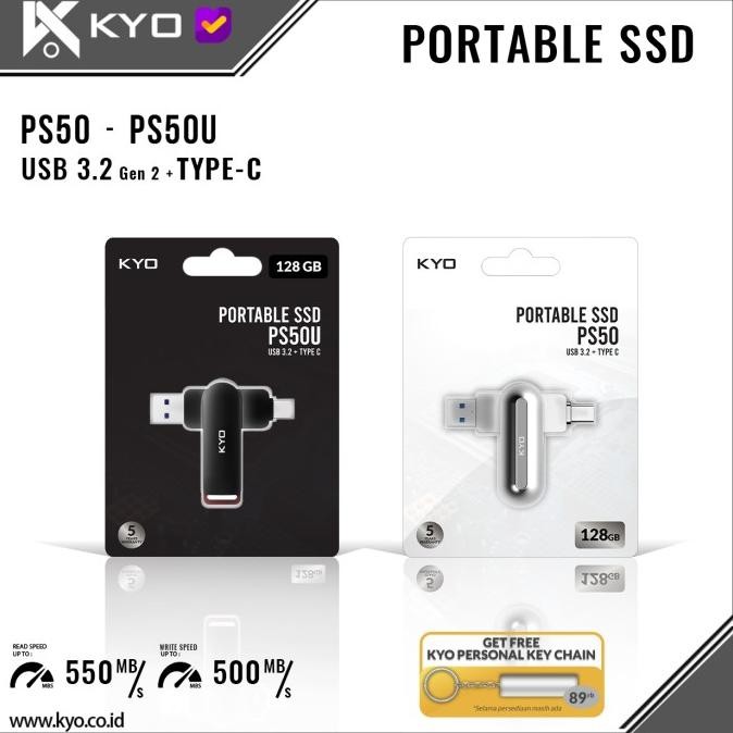 Kyo Ps50 256Gb Portable Ssd Usb 3.2 Type C External Ssd Eksternal Ussd