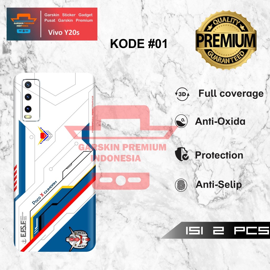 Vivo Y20s Garskin/Stiker Case Bisa Custom Motif - 2Pcs