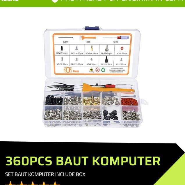 360 Pcs Baut Komputer | 1 Set Lengkap Sekrup Baut Pc Mainboard Casing Ssd Sp Fan Psu