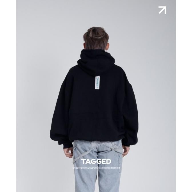 Tagged - Fundamental Oversized Black Hoodie Kode 1276