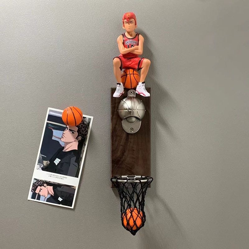

Internet Celebrity Beer Bottle Opener Refrigerator Sticker and Magnet Sticker Creative Basketball Hoop Slam Dunk Wall-Mounted Bottle Opener Bottle Screwdriver