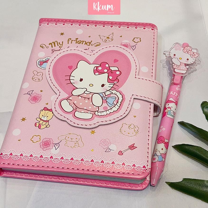 

nl-8 2 in 1 Gift set notebook sanrio magnet/ Buku tulis cute kuromi cinnamorol Premium