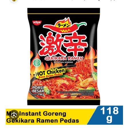

Mie Nissin Gekikara Ramen Extra Hot Chicken Ayam Ekstra Pedas Original