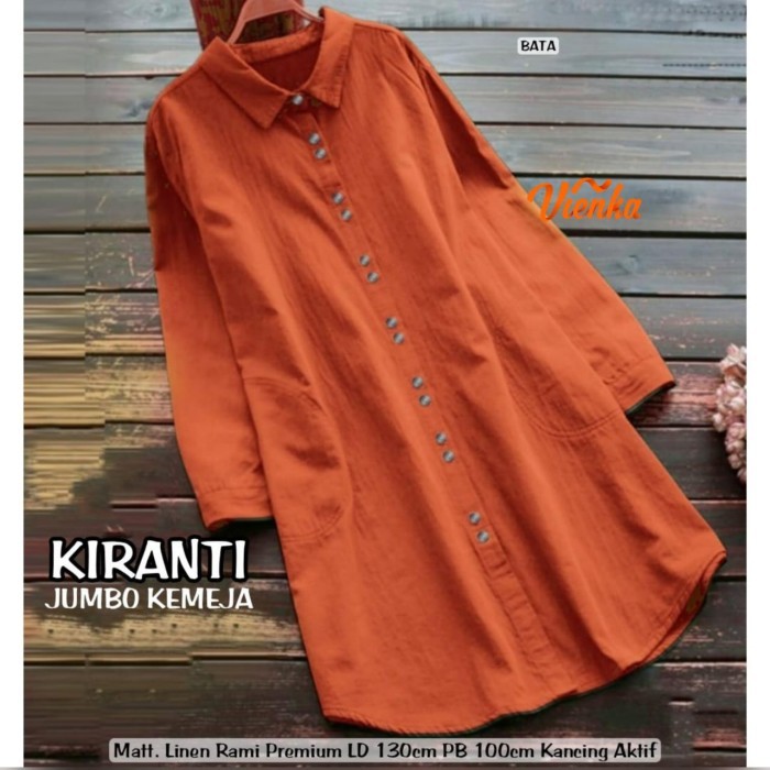 SALE Baju Tunik Jumbo LD 130 Atasan Wanita Bahan Adem & Tebal Premium Linen