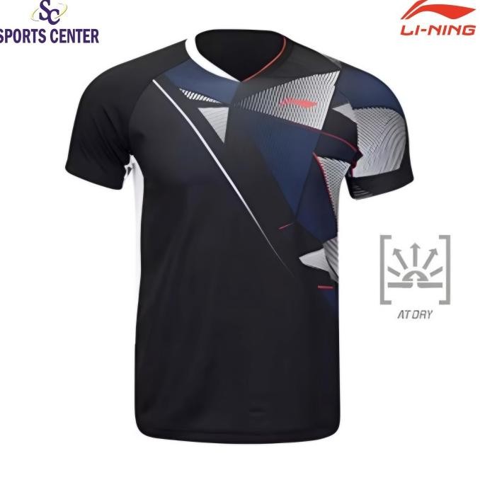 NEW KAOS / JERSEY BADMINTON LINING ATDRY PLAYER SERIES AAYU139-1 BLACK 2710T