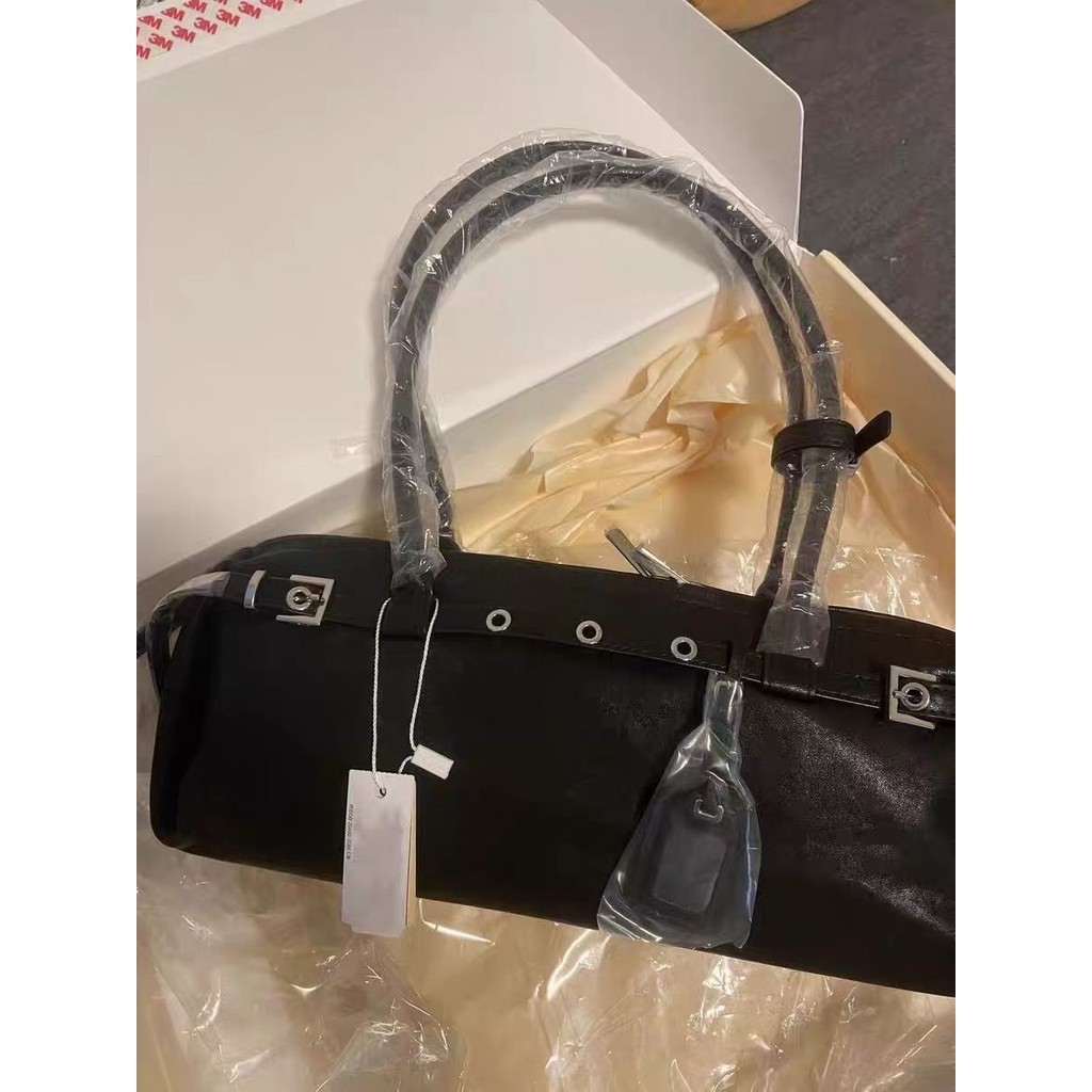 Zhao Lusi Same Style Sausage Bag Fashion All-Match Belt Buckle Shoulder Underarm Bag Baguette Bag