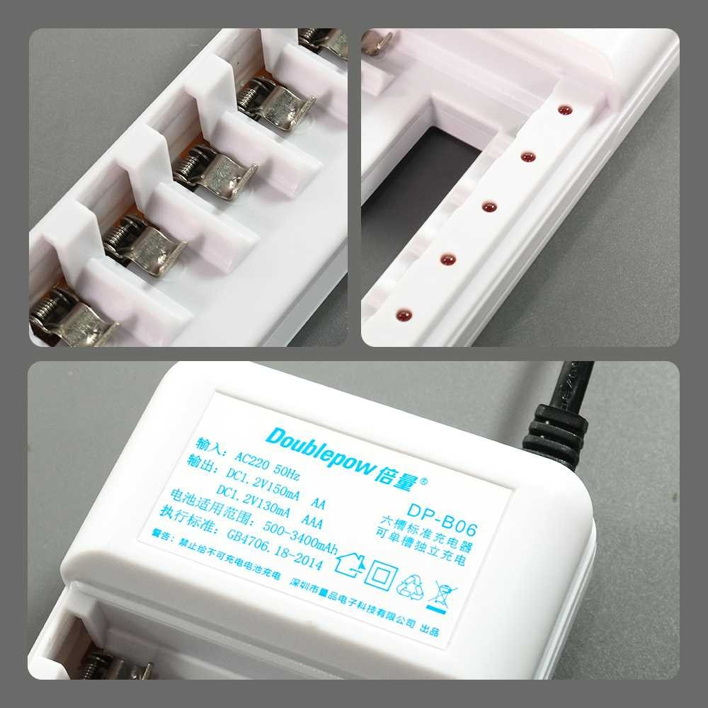 

Doublepow Charger Baterai Rechargeable 6 Slot AA AAA with AA 6 PCS - DP-B06