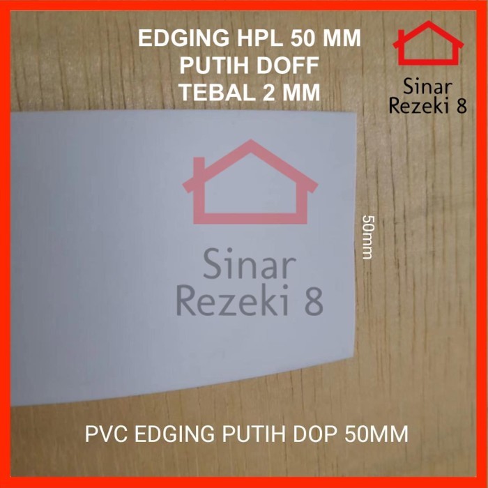 Laci - Edging Hpl 50 Mm Putih Doff Tebal 2 Mm / White Solid Taco Pvc