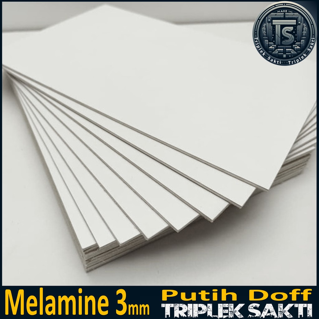 Triplek Melamin Putih 3mm 10x160 cm | ISI 5 LEMBAR | Putih Doff 1 Muka | Melamin 3mm 160x10 cm
