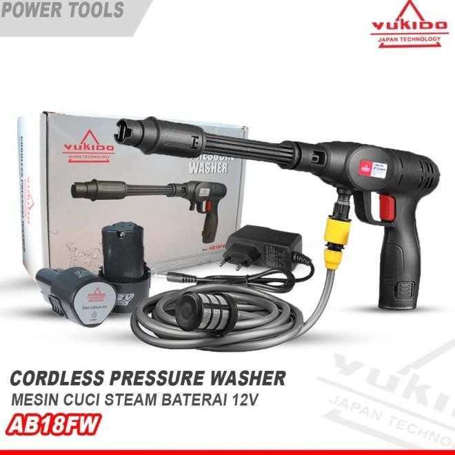 Mesin Steam Mobil/Motor Cordless-Yukido Jet Cleaner 18V 2 Baterai