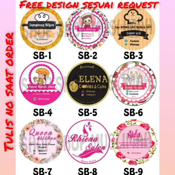 Label Stiker Logo Makanan Minuman Snack Catering Aqiqah Free Desain