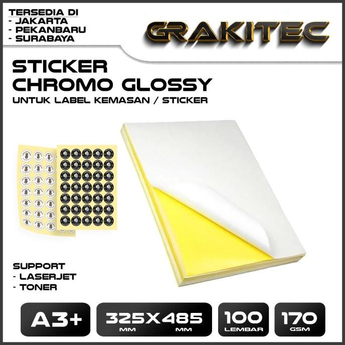 

Grakitec Sticker Chromo Glossy / Doff A3+ Isi 100 Lembar & 300 Lembar | Stiker Kromo, bontak, CTS, Cast-coated Cromo