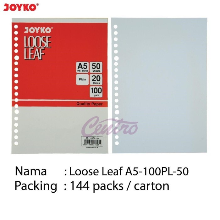 

Beli - Joyko Kertas Binder Loose Leaf Polos A5 50 Sheet 100Gsm Plain 20 Holes