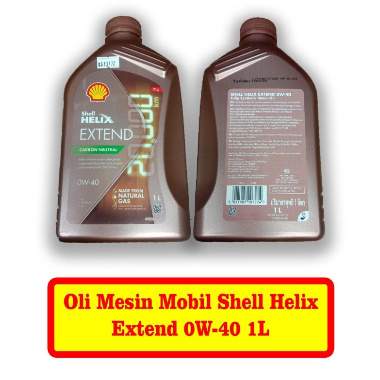 Oli Mesin Mobil Shell Helix Extend 0W-40 1L 13172 Barangbaru