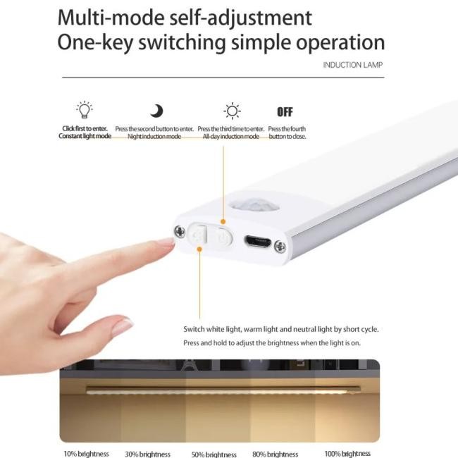 Lampu Led Portable Tempel Meja Belajar Sensor Desk Lamp Lemari Baterai