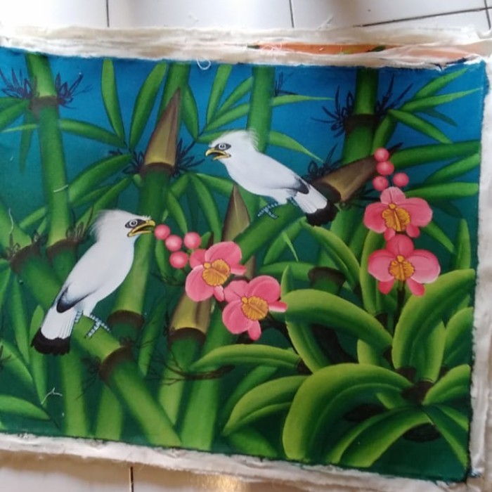 *:*:*:*:*] Lukisan Bali Burung Jalak di pepohonan kanvas 2