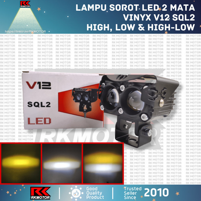 Lampu Tembak Sorot LED Laser Gun 2 Mata D2 Motor Mobil Vinyx V12 SQL2