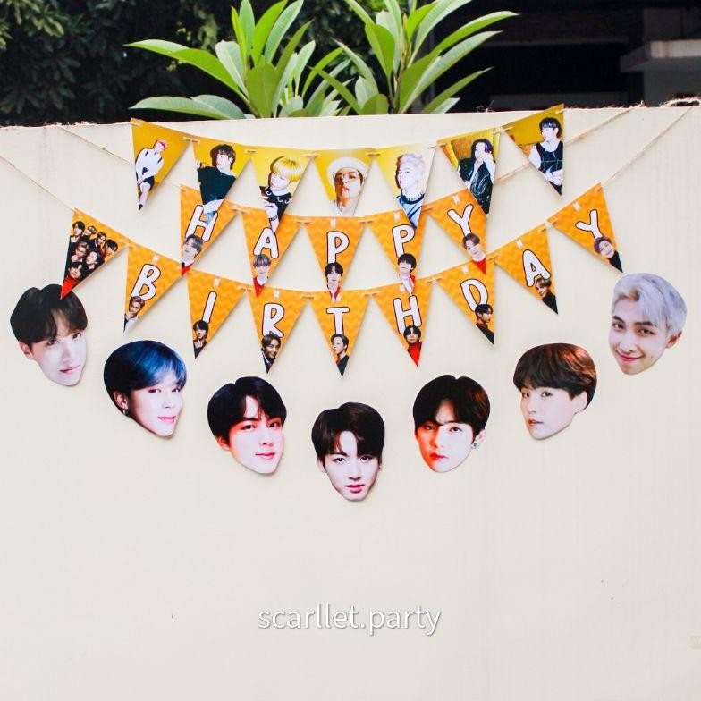 PROMO DEKORASI HAPPY BIRTHDAY BTS DEKORASI ULANG TAHUN TOPPER CAKE HIASAN KUE JIMIN JUNGKOOK BT21 ME