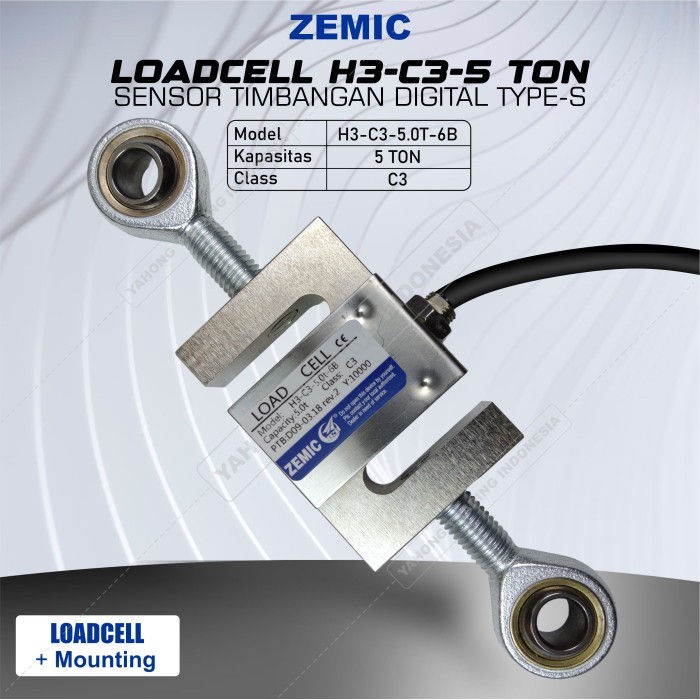 

newgan!! Load Cell Timbangan Digital 5TON Loadcell S Type Zemic H3 5 TON