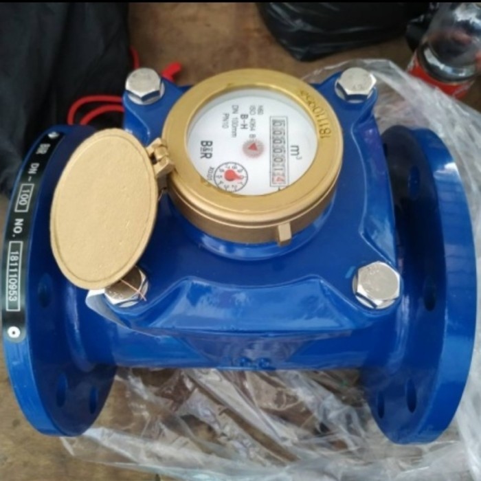 

newgan!! Water Meter BR 4 Inch DN100 / Flowmeter B & R, Meteran Air Flange 4