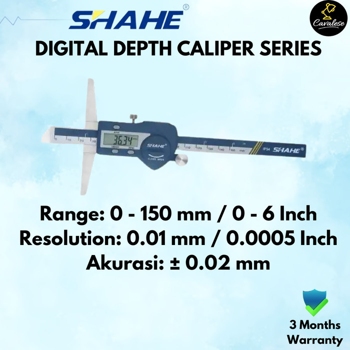 

newgan!! SHAHE Digital Depth Caliper Jangka Sorong Pengukur Kedalaman 5113