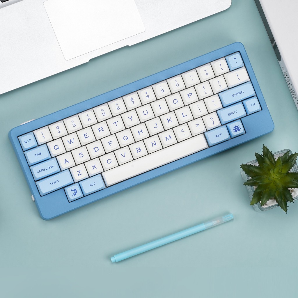New Kbdfans D60 E-Coating Blue Wk/Wkl/Hhkb Mechanical Keyboard