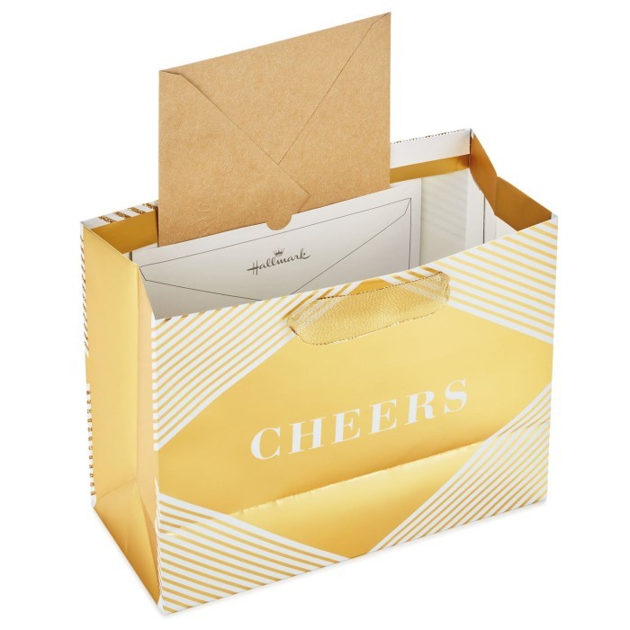 

Paper Bag Medium- Gift Bag- Hallmark- Cheers On Gold Bag With Tissue Terbaru