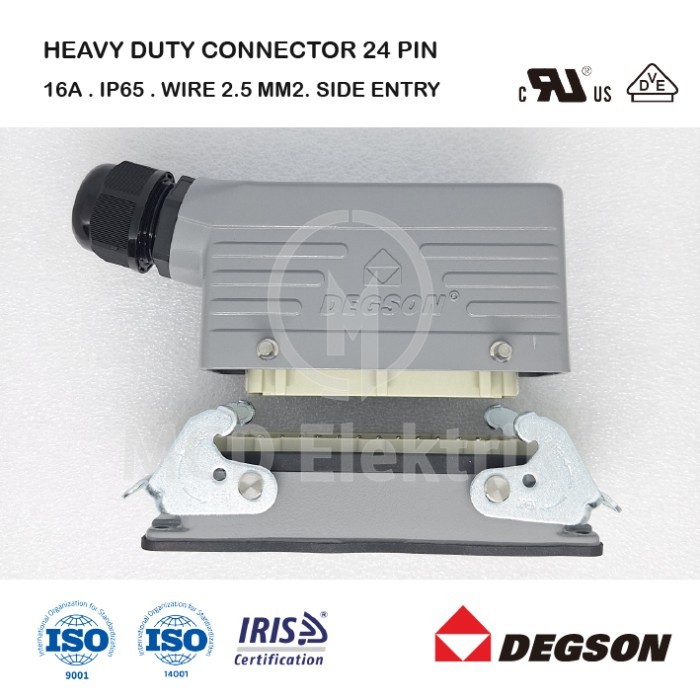 Jual Heavy Duty Connector 24 Pin Side Entry Hdc-De-24-21-11 Degson