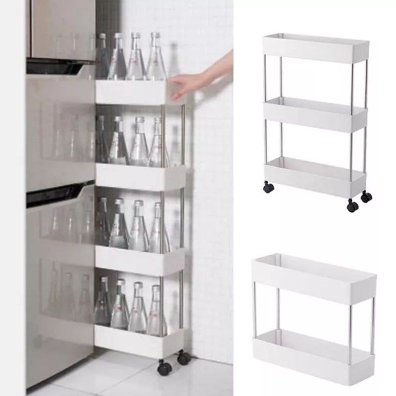 KULITAS TERBAIK- Rak Troley 4 Tingkat Tempat Bumbu Dan Penyimpanan Serbaguna