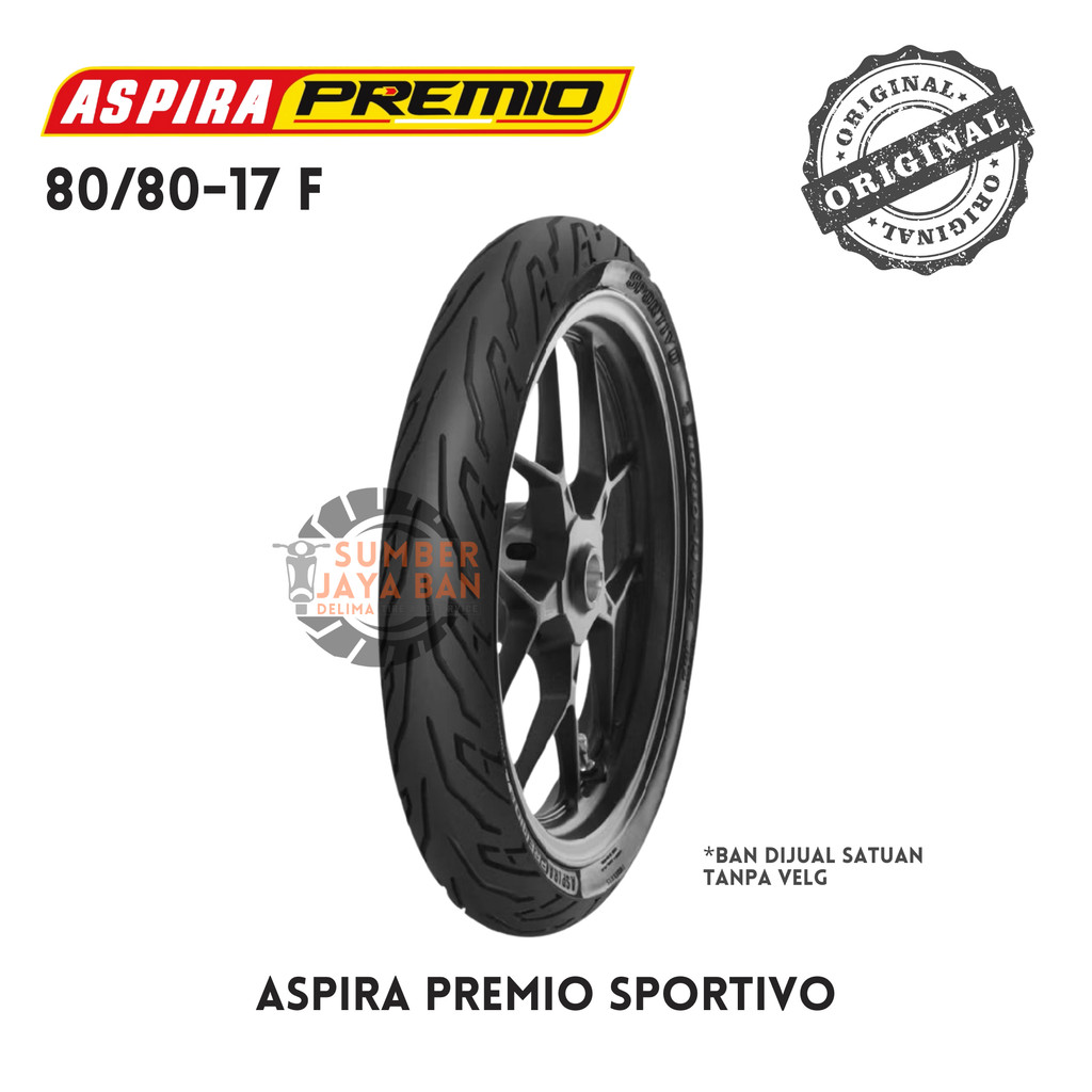ASPIRA PREMIO 80/80 - 17 Front Depan Ban Motor Tubeles Tubles