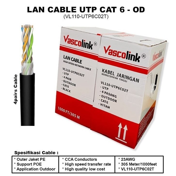 VASCOLINK KABEL UTP CAT 6 - OUTDOOR