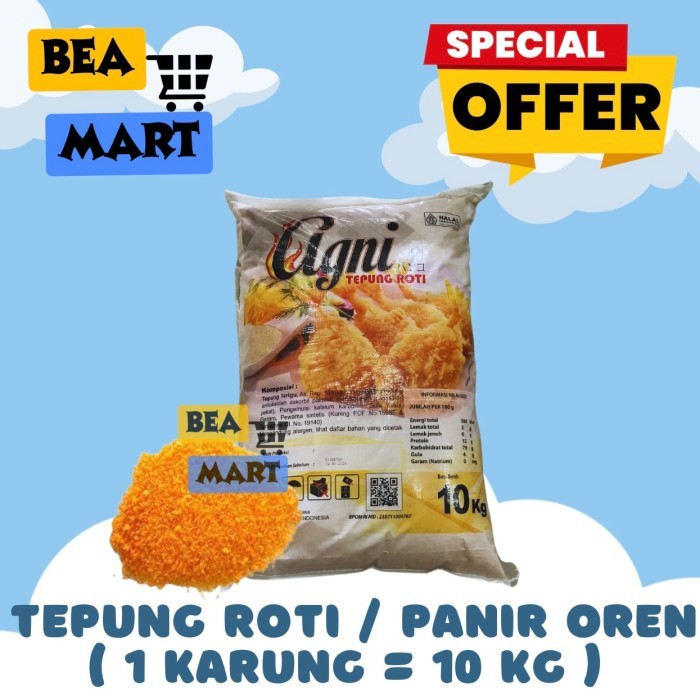 

Tepung Roti Agni Oren 10Kg Tepung Panir / Panko Bread Crumb Breadcrumb Orange 10 Kg New