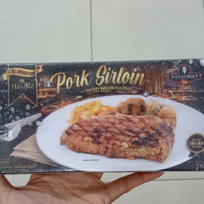 

#####] sven's choice pork sirloin with smokey bacon 210gr frozen