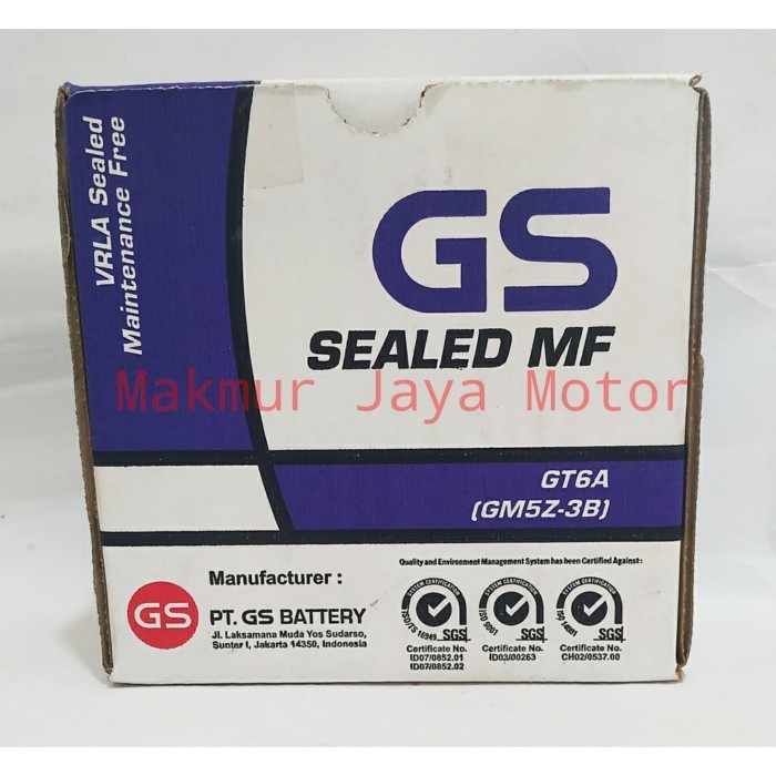 Aki Motor GS Astra GM5Z-3B MF GT6A Aki kering (Asli Astra) Bergaransi