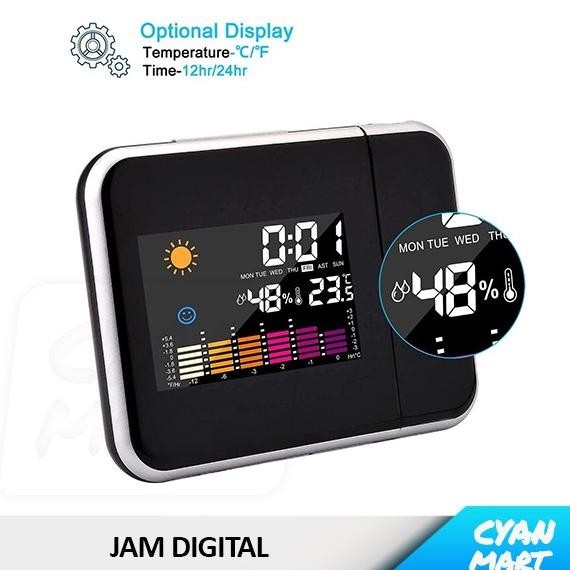 

Jam Meja Digital Alarm Kalender Proyektor Color LED Projection Clock GVS