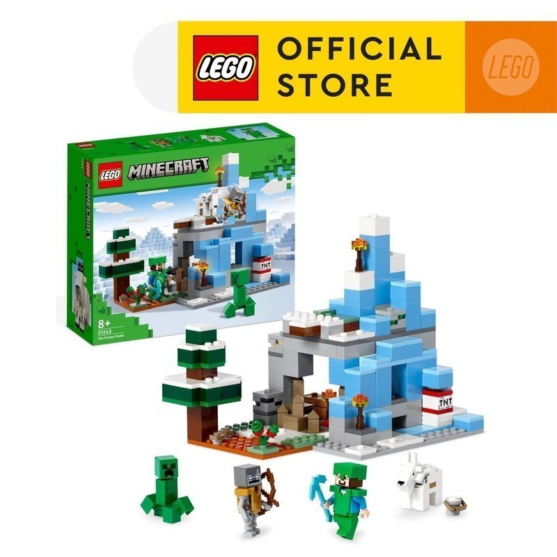 LEGO Minecraft 21243 The Frozen Peaks Building Toy Set (304 Pieces) Mainan Balok (8 Tahun+)