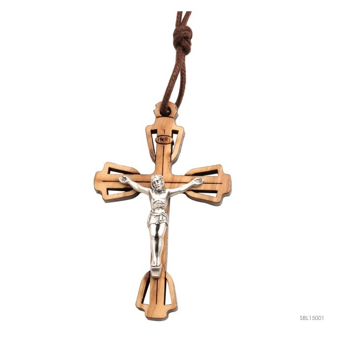 ~~~~~] Kalung Tali Salib Bandul Kayu Olive Rohani Katolik