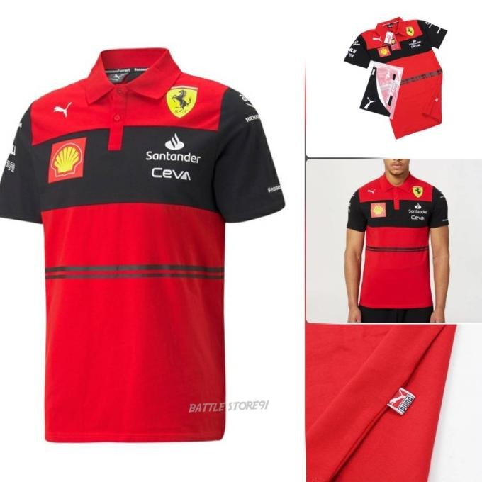 BAJU POLO SHIRT FERRARI MERAH RACING TEAM F1/KAOS POLO PRIA PREMIUM