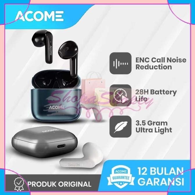 TWS Bluetooth ACOME Q1 ENC Call Noise Reduction Airdots Garansi Resmi