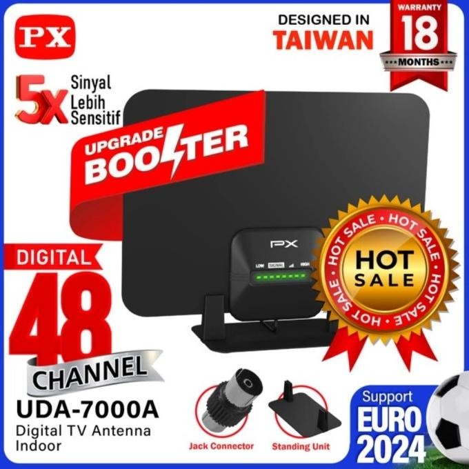 TERMURAH - Antena TV Digital Indoor Dinding DVBT2 + Booster LED PX UDA-7000A Wall
