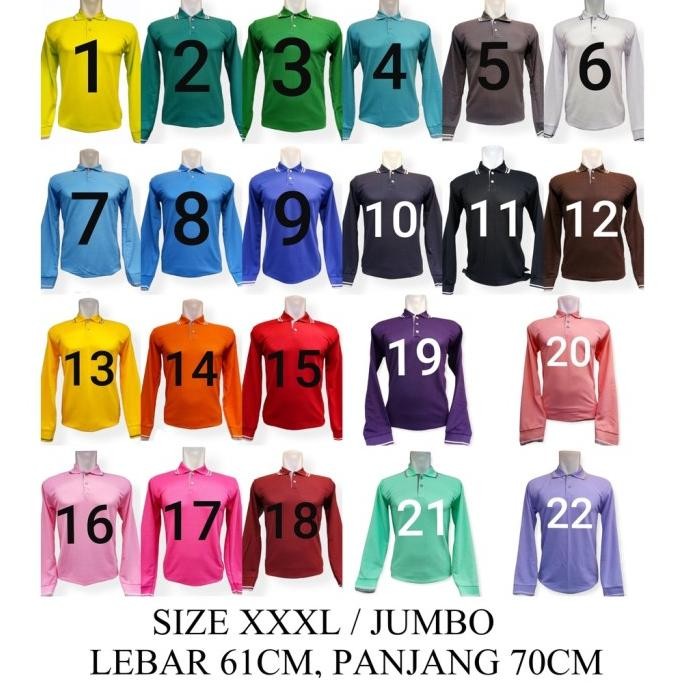 KAOS KERAH POLO SHIRT KERAH LIS LENGAN PANJANG SIZE XXXL / JUMBO