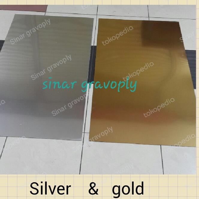 

TERLARIS - gravoply silver & gold teks hitam 120x60cm tebal 1.5ml
