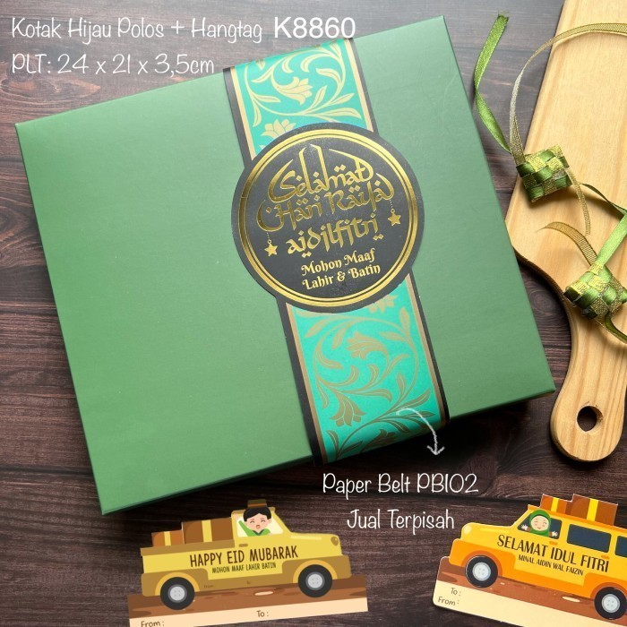 

10pcs Kotak Hijau Polos +Mika Sekat K8860 Nastar/Lapis, SET LENGKAP