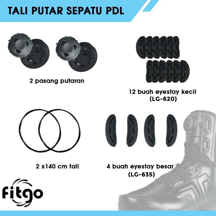 Fitgo Tali Putar Sepatu Pdl Dinas Tni Polri / Tali Sepatu Boa System Barangbaru