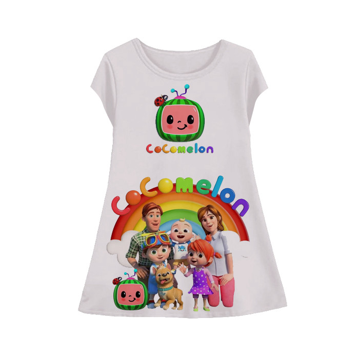 Baju Dress Kartun Anak Lengan Pendek Kartun 3D Printing Cocomelon Tunik-Cocomelon-1-designWD Limited