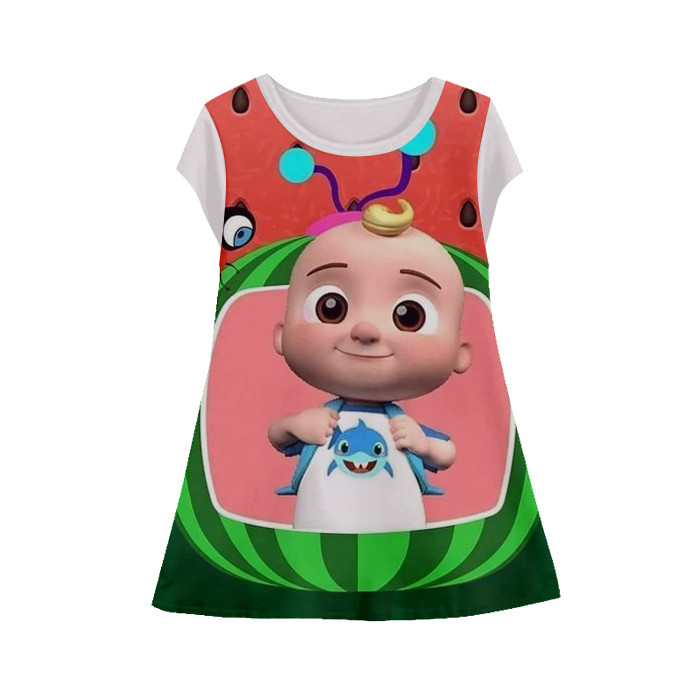 Baju Dress Kartun Anak Lengan Pendek Kartun 3D Printing Cocomelon Tunik-Cocomelon-3-designWD Limited