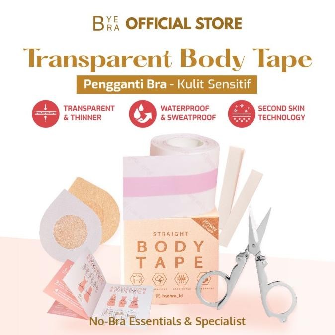 Transparent Body Tape Kit Bye Bra - Body Tape Bening