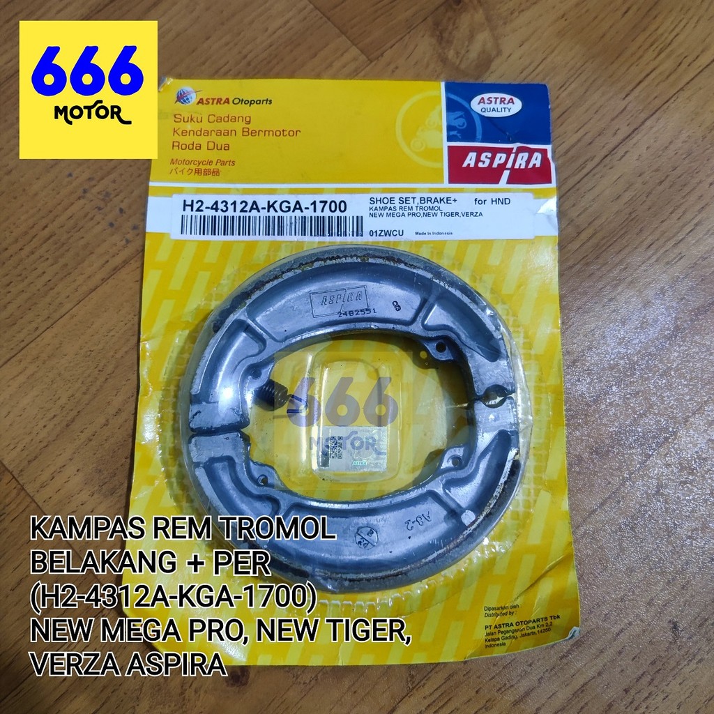 KAMPAS REM TROMOL BELAKANG +PER (H2-4312A-KGA-1700) NEW MEGA PRO, NEW TIGER, VERZA ASPIRA